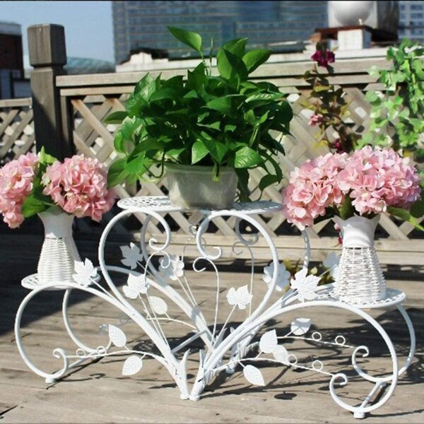 Alcott Hill Plant Stands Heart Shaped, 2 Pack Assorted Metal Flower